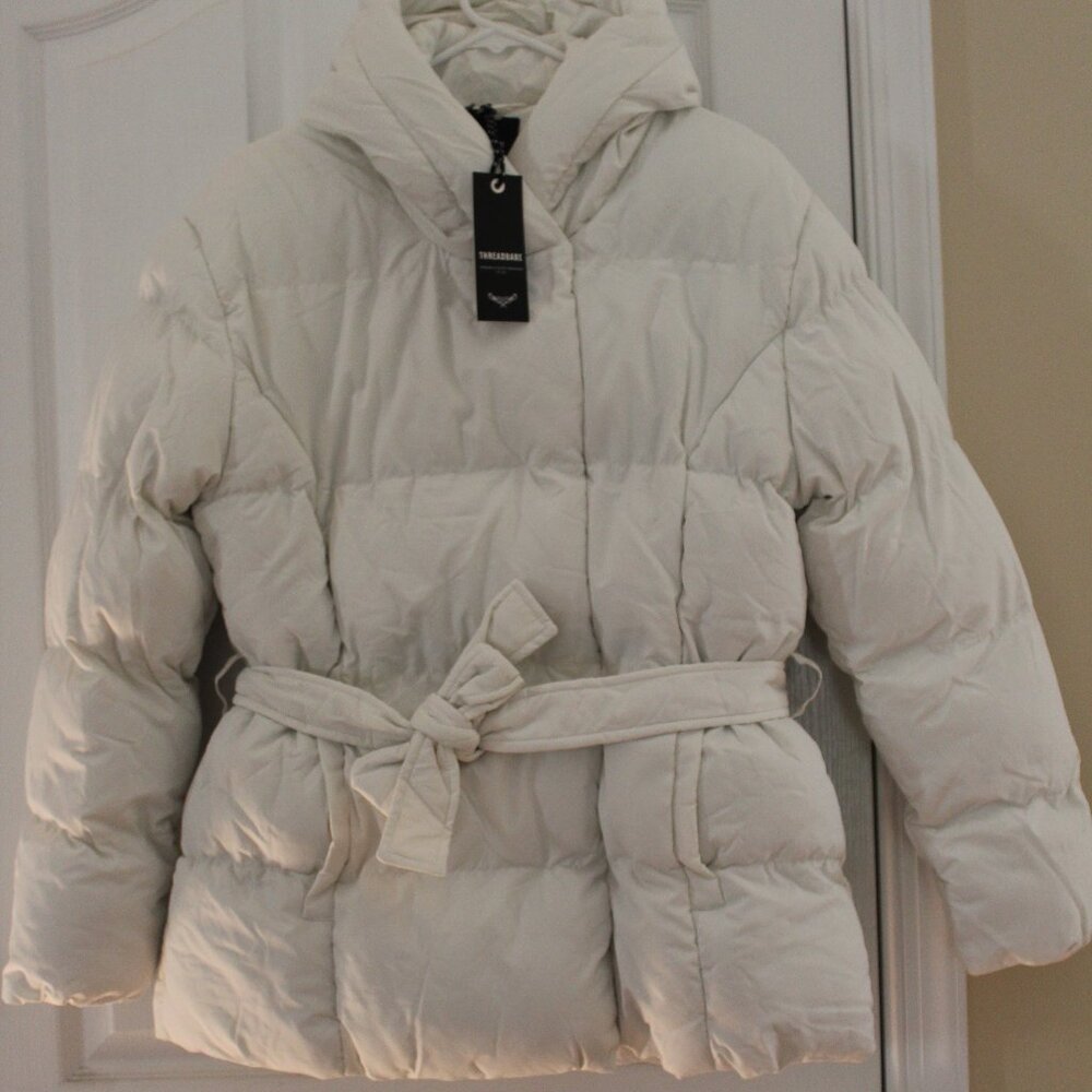 NWT Women's Hooded Puffer Jacket with Tie - Women's Size 8 - from ASOS